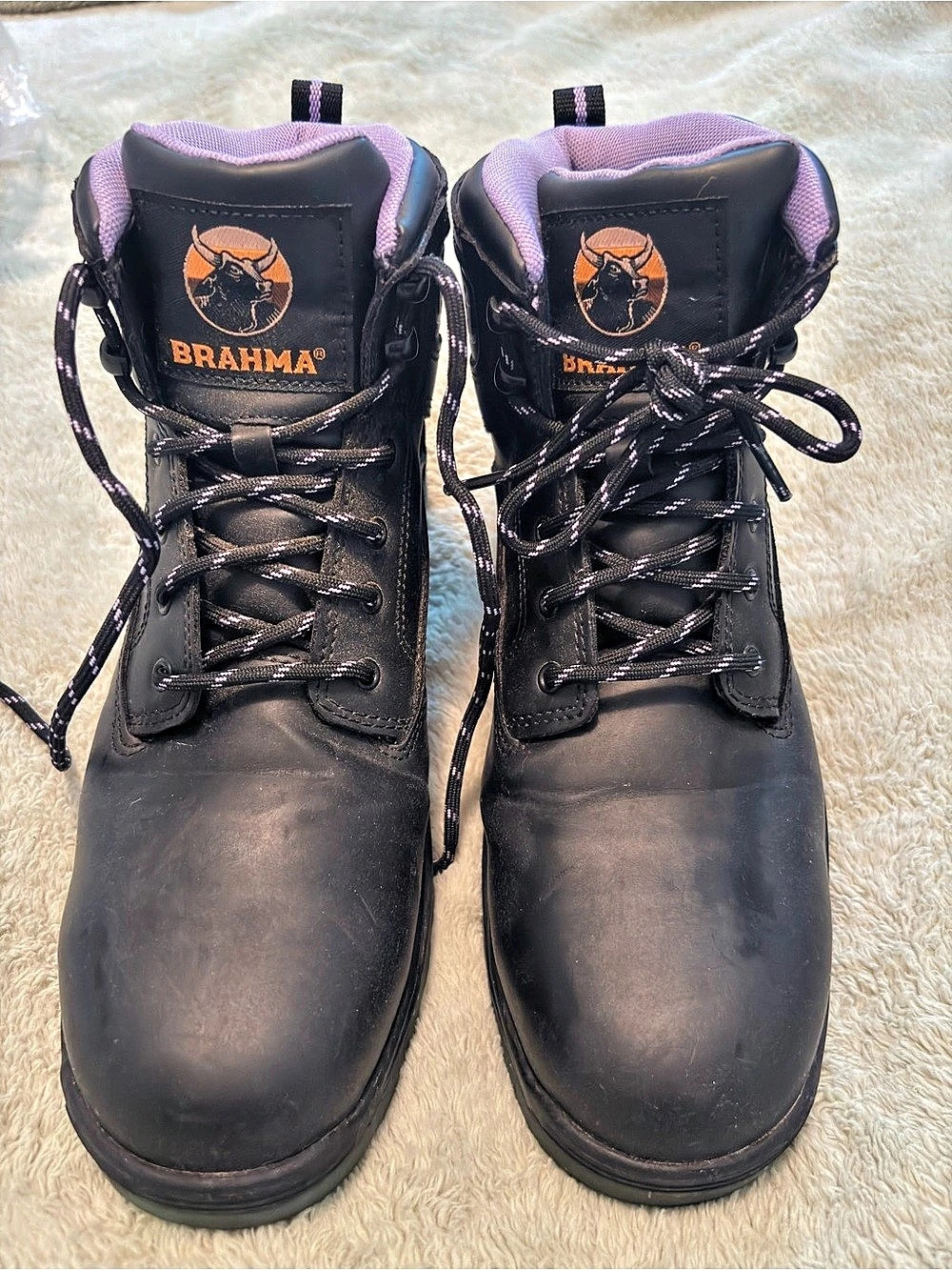 Brahma Steel Toe Boots Black & Purple US 10 W